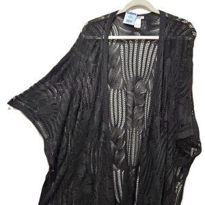 New MAURICES BLACK LACE SHAWL WRAP CARDIGAN KIMONO  GOTH BOHO CLASSIC